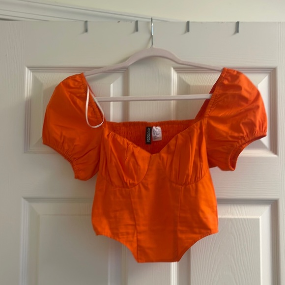 H&M Orange Cropped Bustier Crop Top Corset Top - Picture 2 of 4